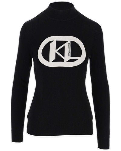 Karl Lagerfeld Logo-jacquard Sweater - Black