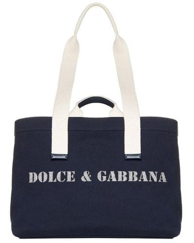 Dolce & Gabbana Logo Printed Shoulder Bag - Blue