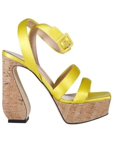SI ROSSI Block-heel Strap Sandals - Yellow
