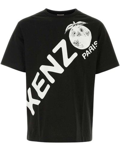 KENZO Logo Printed Crewneck T-shirt - Black