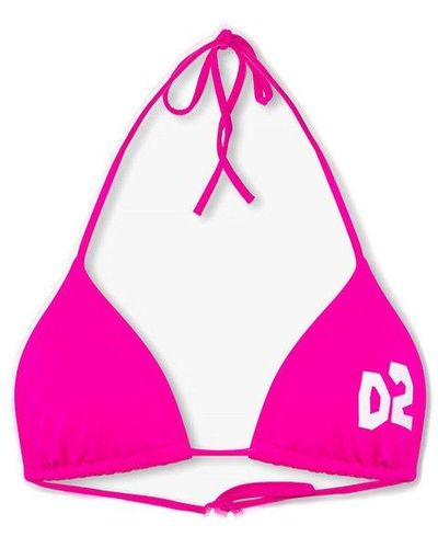 DSquared² Number-print Triangle Bikini Top - Pink