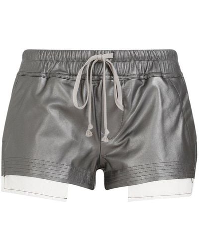Rick Owens Fog Boxers Metallic Leather Trousers - Grey