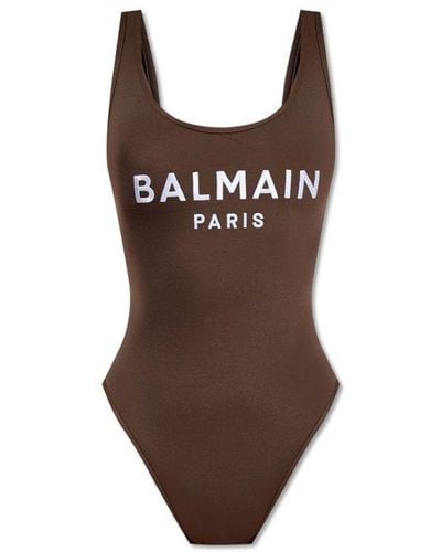 Balmain One-Piece Swimsuit - Brown