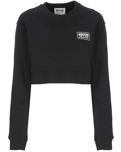Moschino Jeans Logo Embroidered Crewneck Sweatshirt - Black