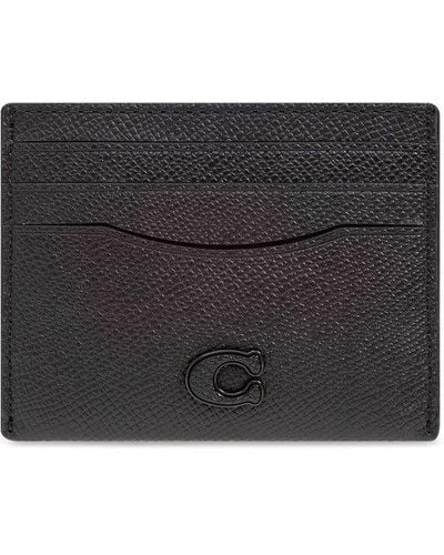 COACH Logo Plaque Card Case - Black