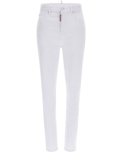 DSquared² Logo-patch High-waist Skinny Jeans - White