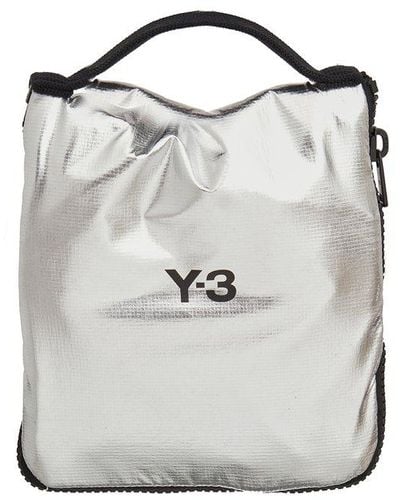 Y-3 Logo Printed Zip-around Packable Tote Bag - White