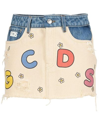 Gcds Little Miss Sunshine Frayed Skirt - Blue