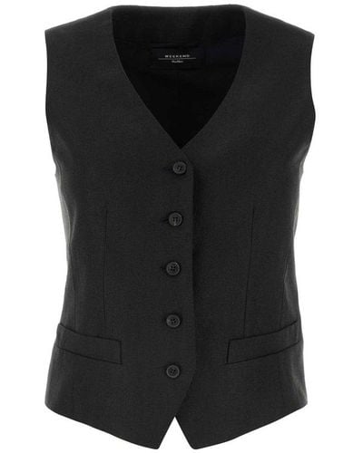Weekend by Maxmara Buttoned V-neck Gilet - Black