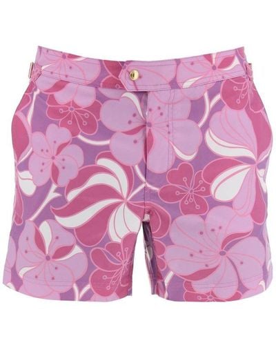 Tom Ford Psychedelic Floral Print Swim Shorts - Pink