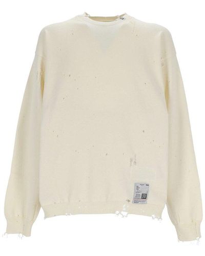 Maison Mihara Yasuhiro Crewneck Distressed Sweater - Natural