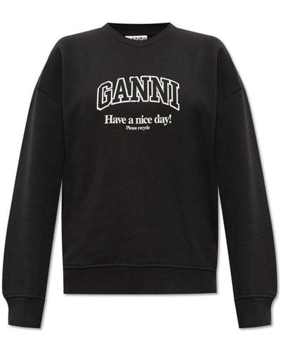 Ganni Sweatshirt With Logo, - Black