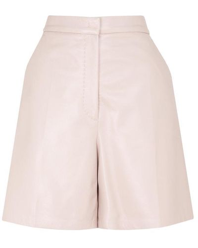 Max Mara Lacuna Leather Shorts Trousers - Pink