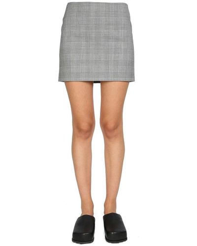 Sportmax Wool Blend Batavia Mini Skirt With Prince Of Wales Pattern - Grey