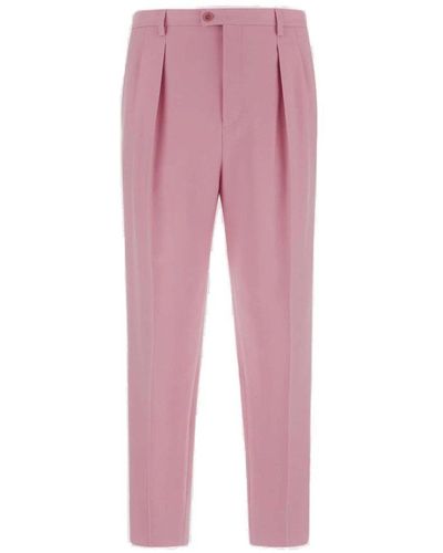 Saint Laurent Button Detailed High-rise Pants - Pink