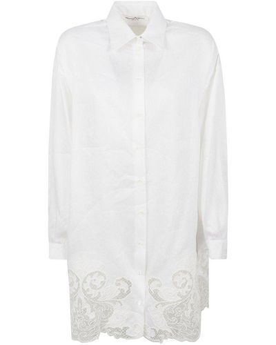 Ermanno Scervino Lace Panelled Oversize Long Shirt - White