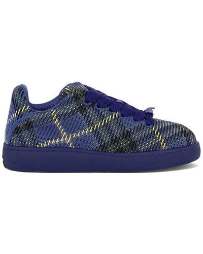 Burberry Check Knit Low-top Sneakers - Blue