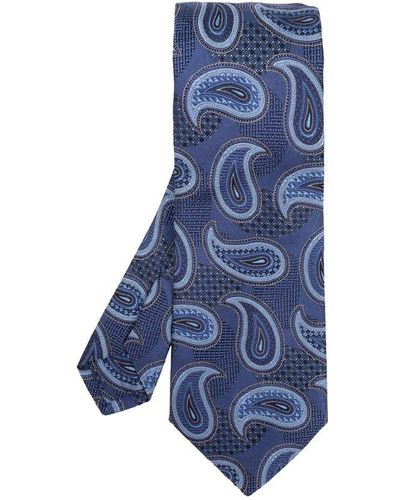 Etro Paisley Printed Pointed-tip Tie - Blue