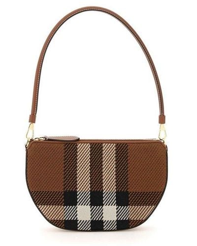 Burberry Olympia Knitted-check Zipped Pouch - Brown