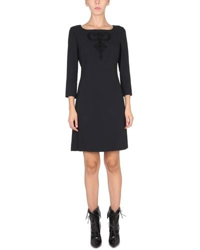 Boutique Moschino Embroidered Cady Dress - Black