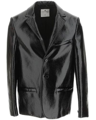 Courreges Vinyl Single-breasted Tailored Jacket - Black