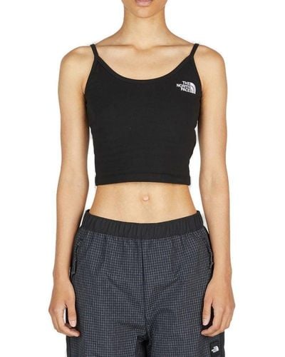 The North Face Logo Embroidered Cropped Tank Top - Black