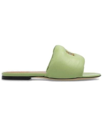 Loewe Leather Slides With Logo - Green