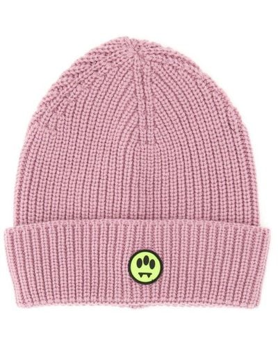 Barrow Logo Patch Chunky Knitted Beanie - Pink
