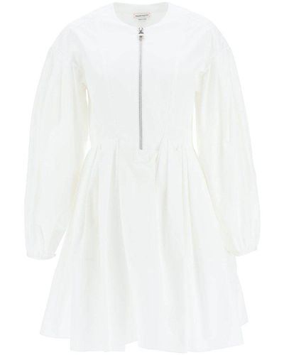 Alexander McQueen Blouson Sleeve Mini Dress - White