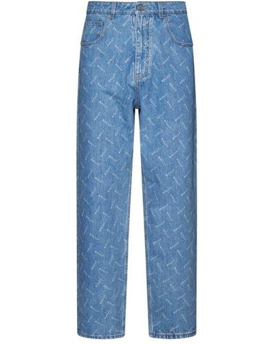 Bally Logo Patch Mid Rise Jeans - Blue