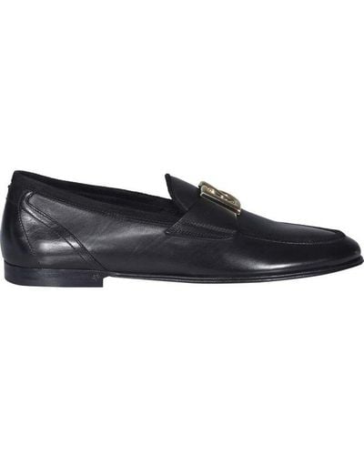 Dolce & Gabbana Dg Plaque Slip-on Loafers - Black