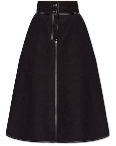 Max Mara Button Detailed Flared Midi Skirt - Black