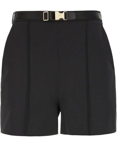 Elisabetta Franchi Logo Engraved Belted Shorts - Black