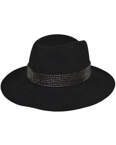 Maison Michel Curved Wide Brim Hat - Black