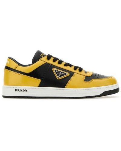 Prada Downtown Logo Leather Low-top Trainers - Yellow