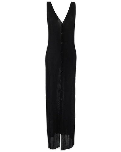 Saint Laurent Long Dress In Knit - Black