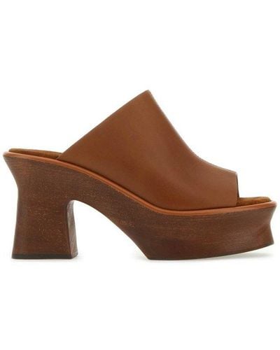 Ferragamo Slip-on Platform Sandals - Brown