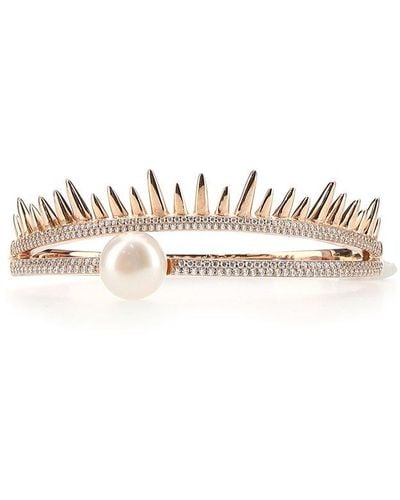 Apm Monaco Pearl Embellished Spike Bracelet - Metallic