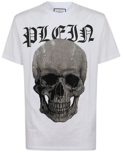 Philipp Plein Skull Embellished Crewneck T-shirt - Grey