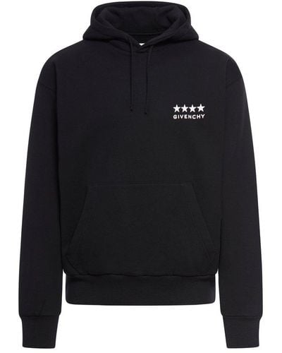 Givenchy Logo Embroidered Drawstring Hoodie - Blue
