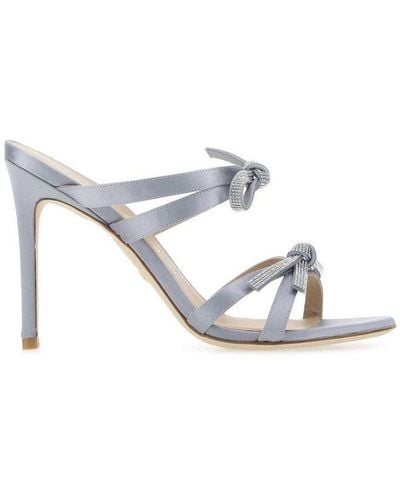 Stuart Weitzman Bow-detail Crystal-embellished Heel Sandals - White