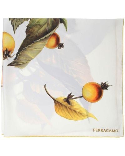 Ferragamo Graphic Printed Silk Scarf - Metallic