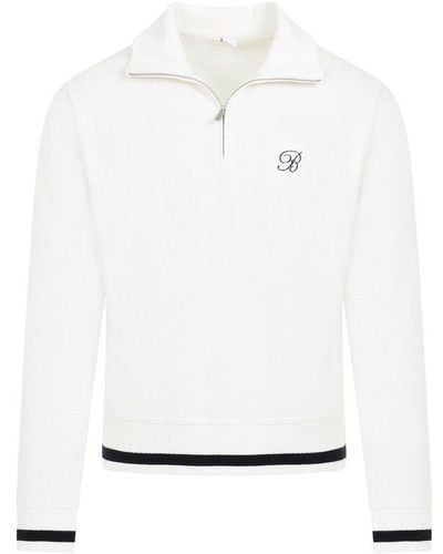Berluti Herringbone Half Zipped Sweatshirt - White