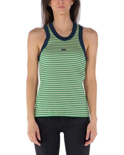 Wales Bonner Sonic Logo Embroidered Striped Tank Top - Green