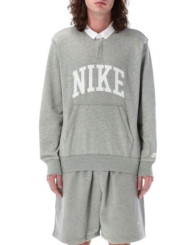 Nike Club Fleece Long-sleeved Polo Shirt - Grey
