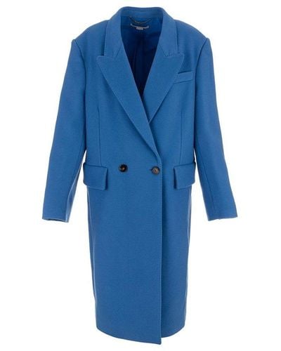 Stella McCartney Double Breasted Long Sleeved Coat - Blue