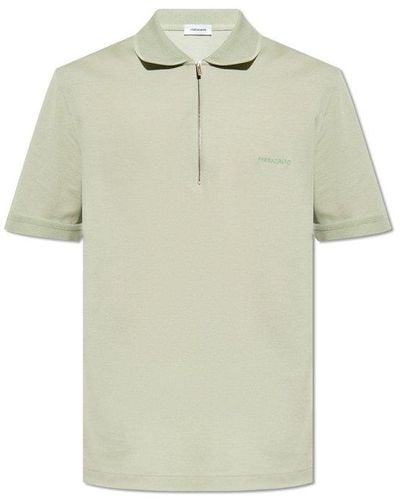 Ferragamo Polo Shirt With Logo, - Green