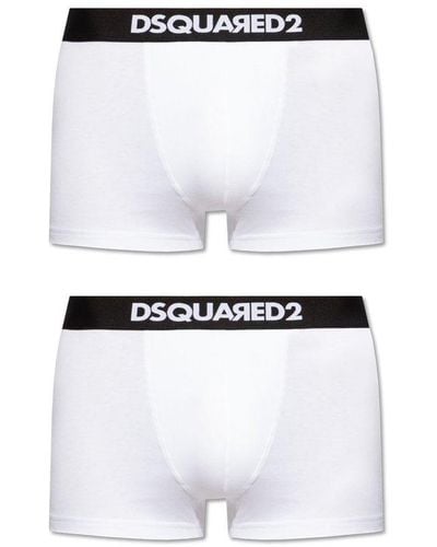 DSquared² 2 Pack Logo Waistband Boxers - White