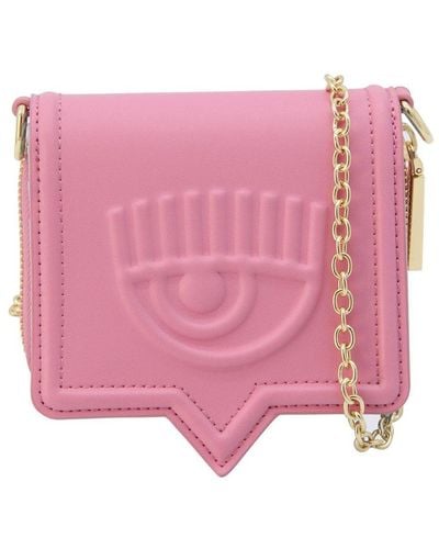 Chiara Ferragni Eyelike Motif Chain Linked Wallet - Pink