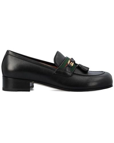 Gucci Loafer With Web And Interlocking G - Black
